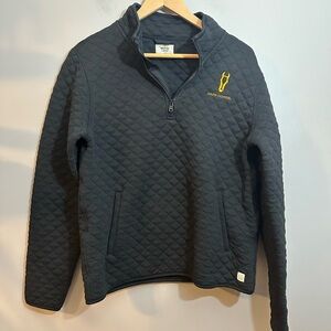Marine Layer Pullover Womens M Black 1/4 Zip Long Sleeve Quilted Sweater